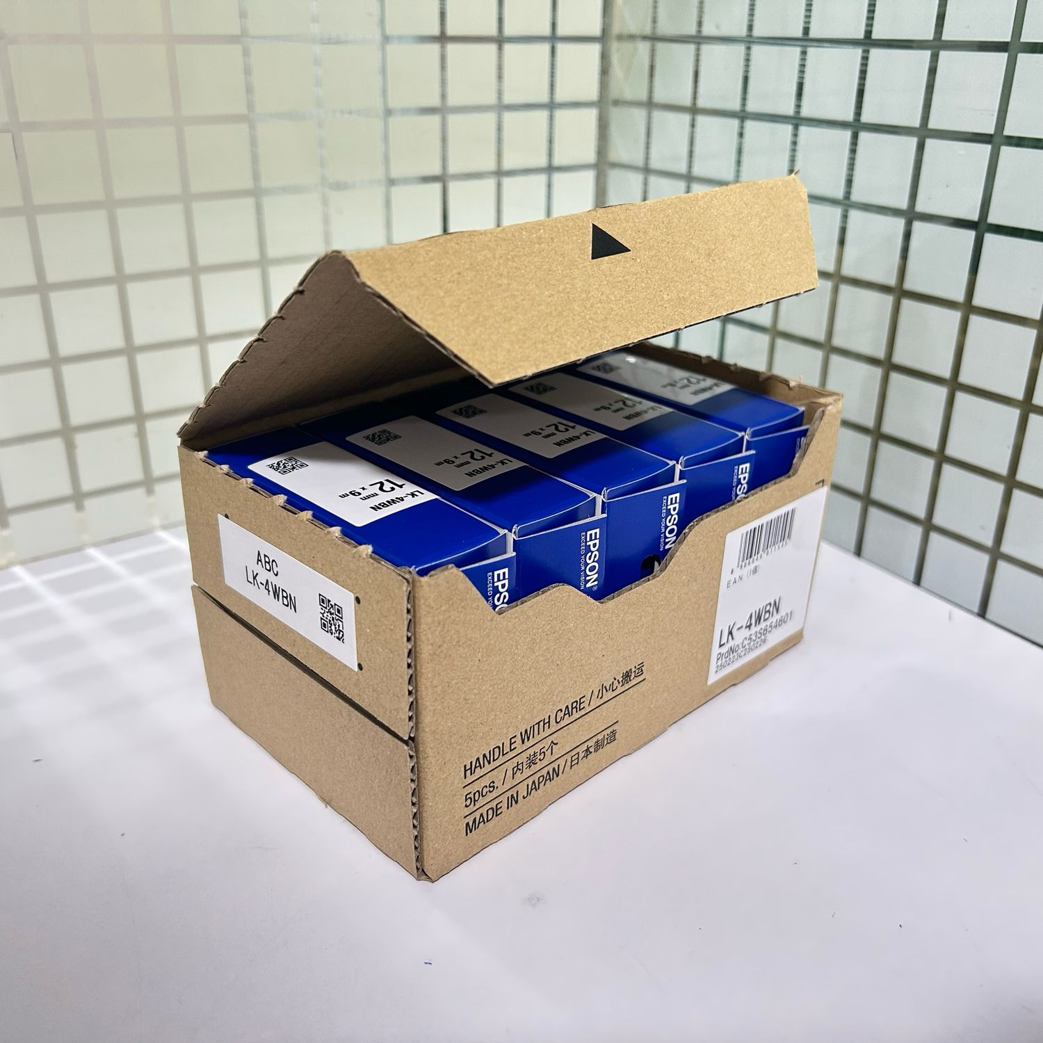 Epson LK-4WBN 12mm black On White Label tape