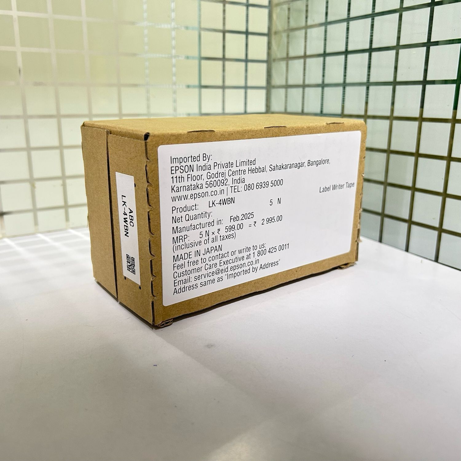 Epson LK-4WBN 12mm black On White Label tape