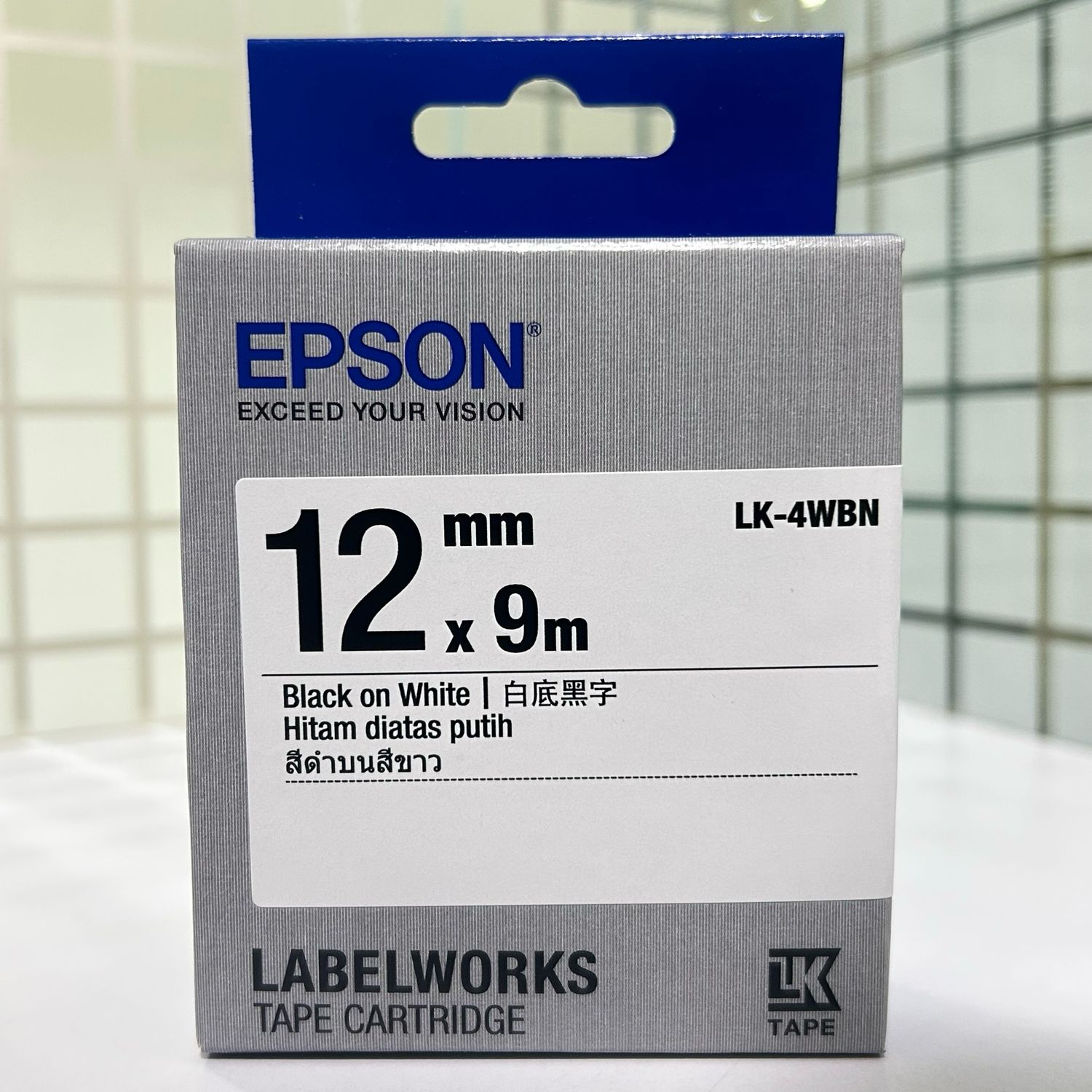Epson LK-4WBN 12mm black On White Label tape