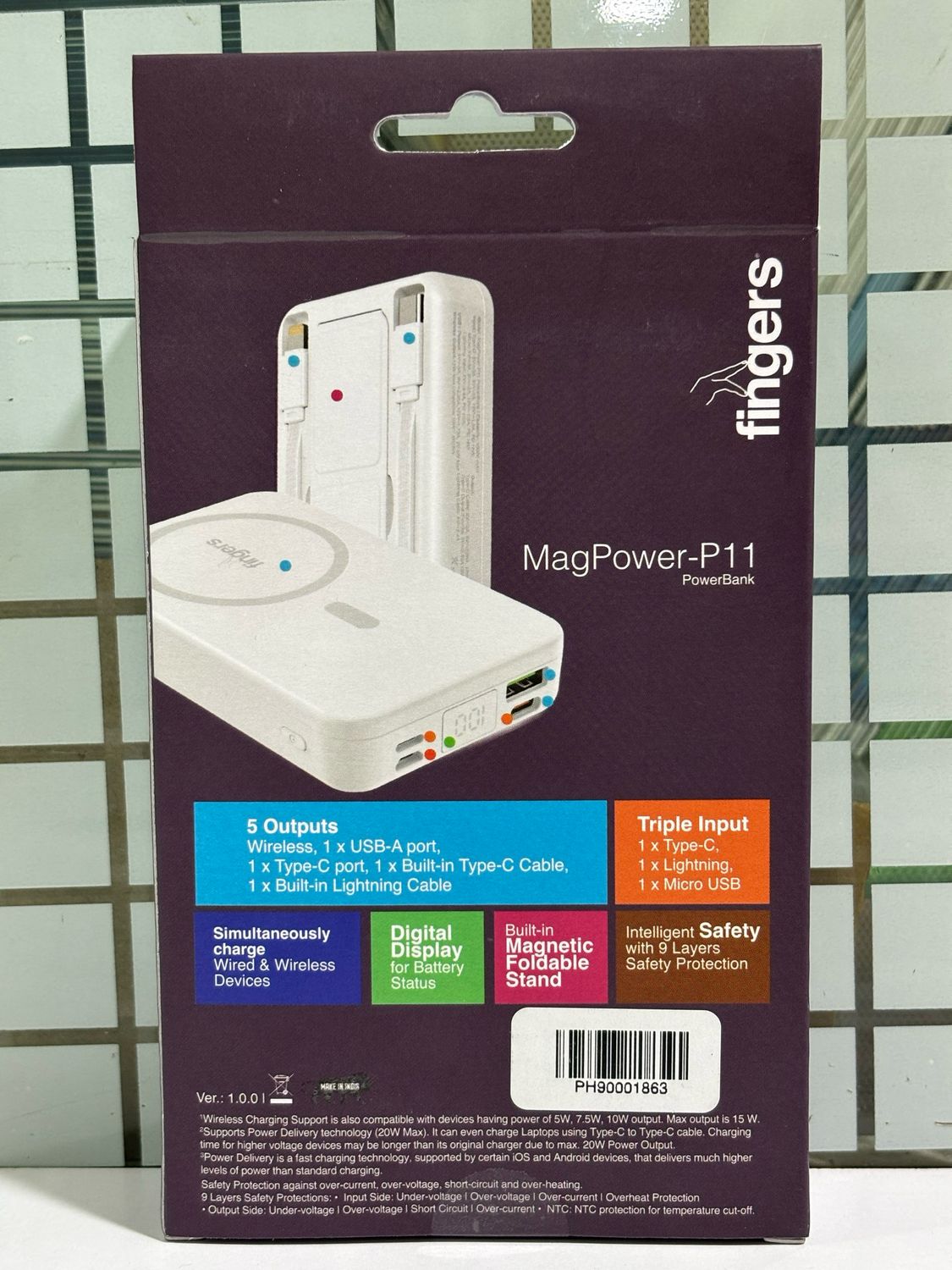 Fingers 10,000mAh Wired / Wireless MagPower-P11 Power Bank