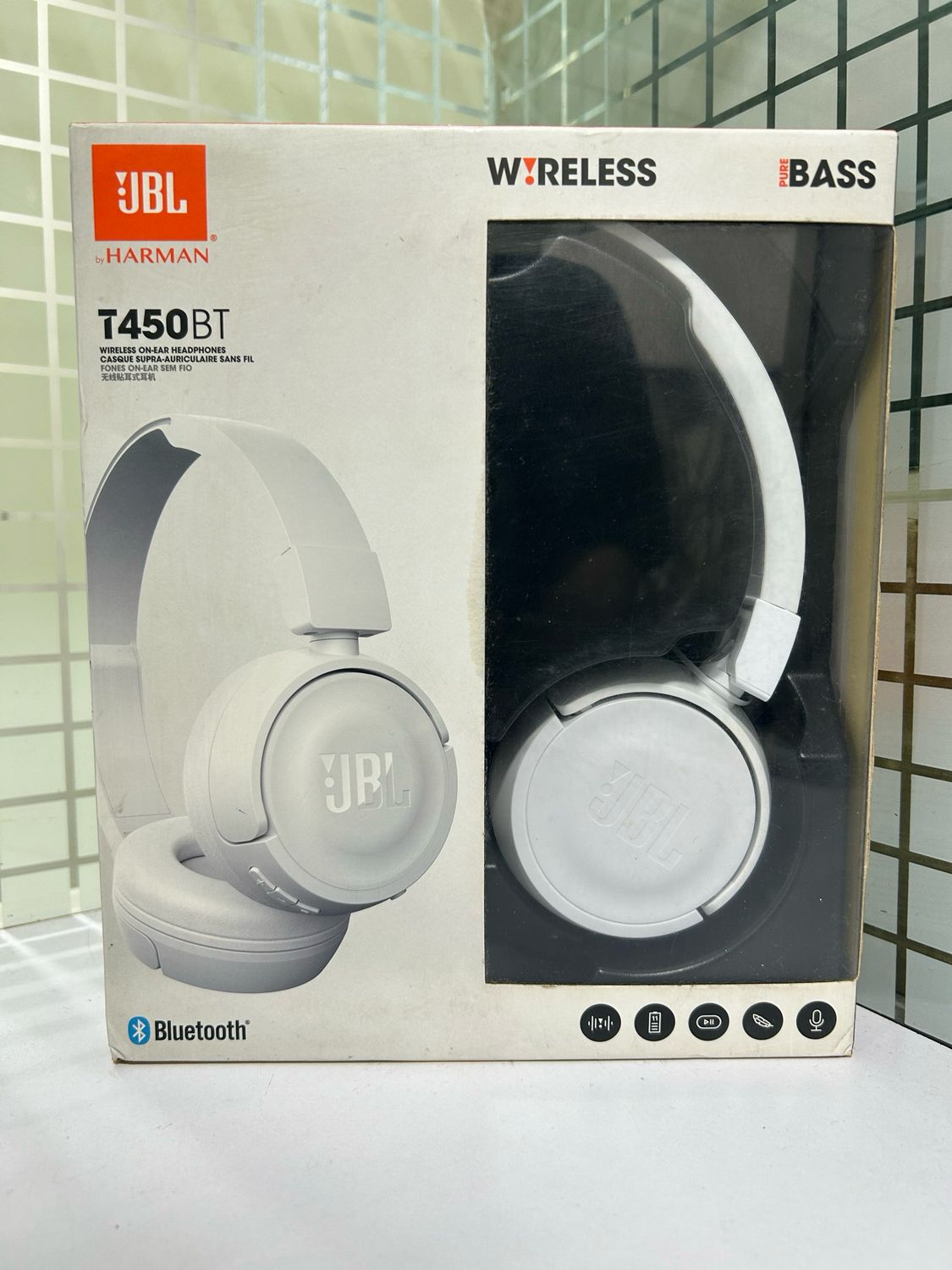 JBL T450BT On-Ear Wireless Bluetooth Headphones with Mic, White