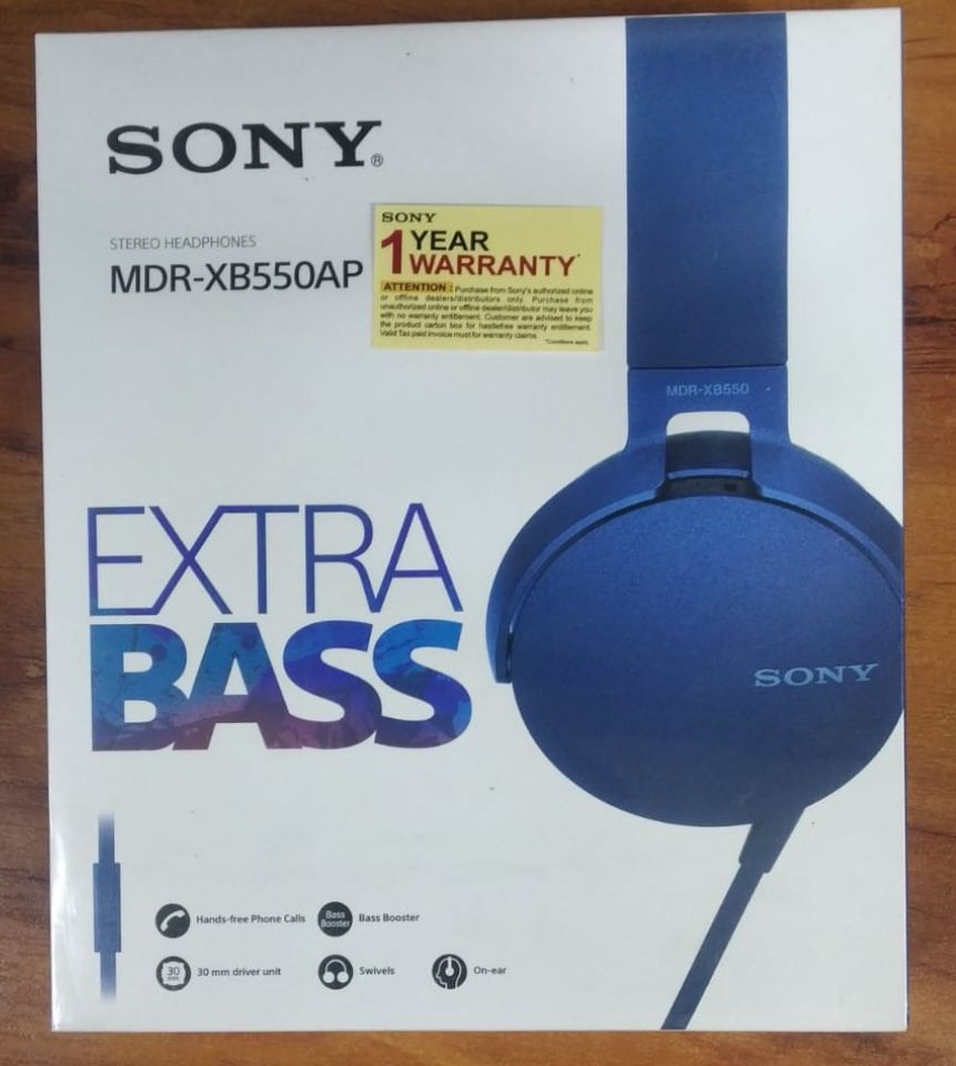 Sony Extra Bass MDR-XB550AP On-Ear Headphones,Blue