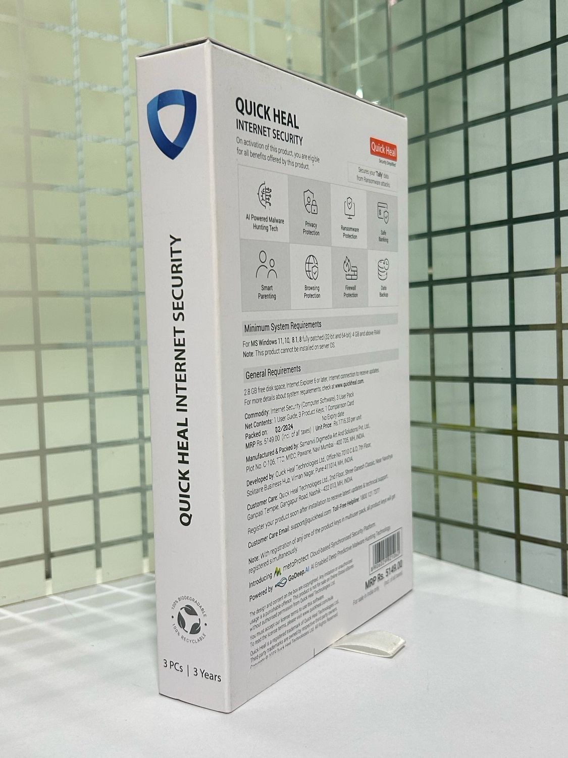 New, 3 User, 3 Year, Quick Heal Internet Security