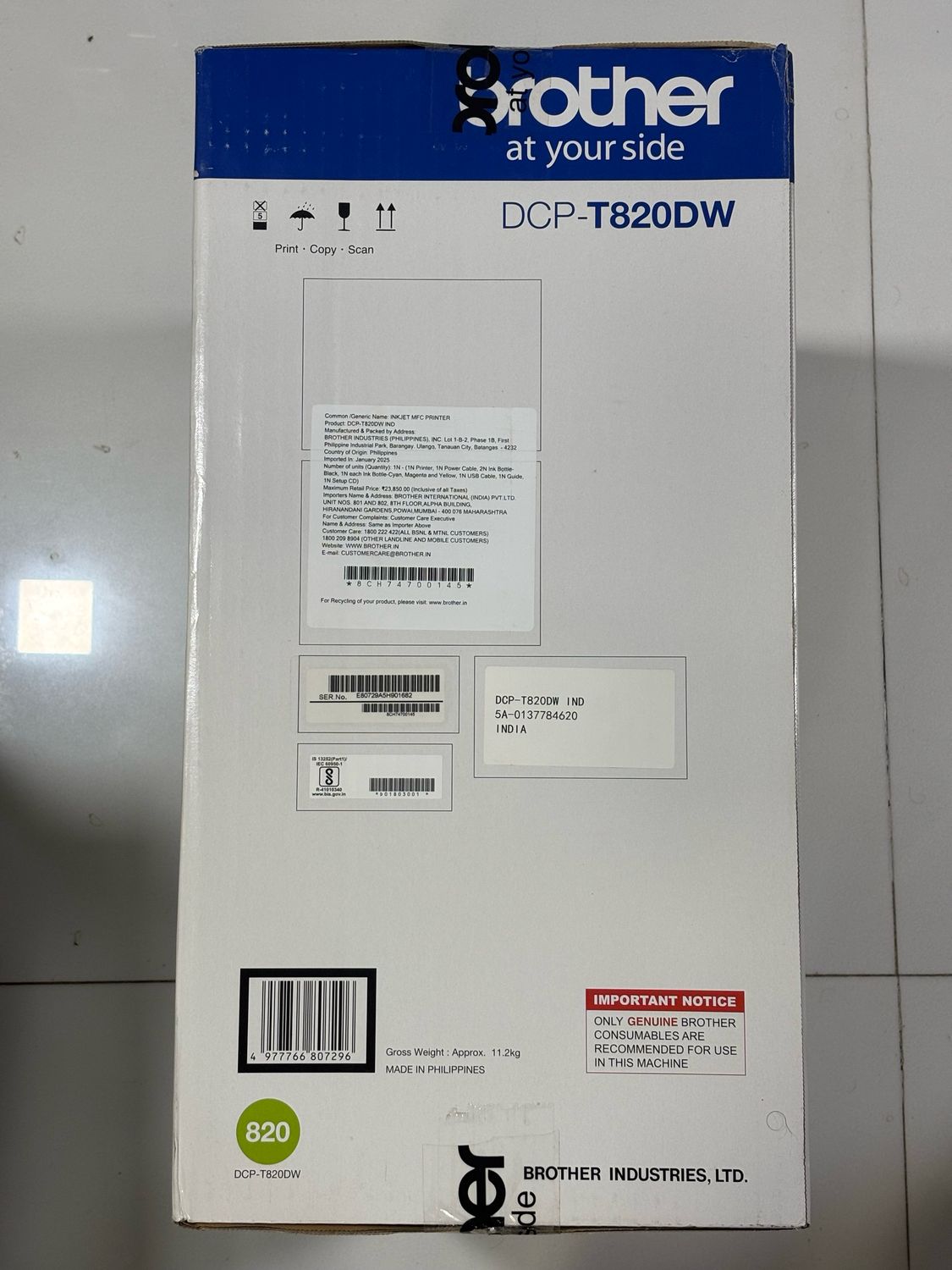 Brother DCP-T820DW Wi-Fi Ink Tank Duplex Printer Brother DCP-T820DW Wi-Fi Ink Tank Duplex Printer