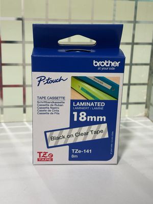 Brother Tze-141 Black on Clear 18mm Label Tape Brother Tze-141 Black on Clear 18mm Label Tape