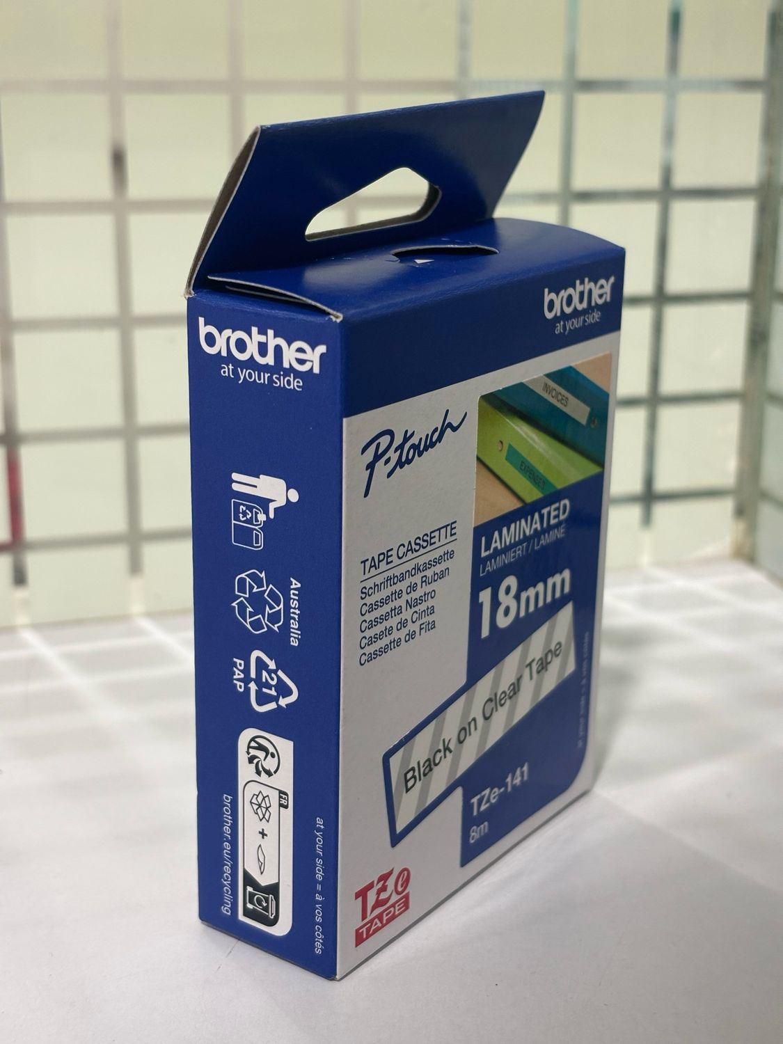 Brother Tze-141 Black on Clear 18mm Label Tape