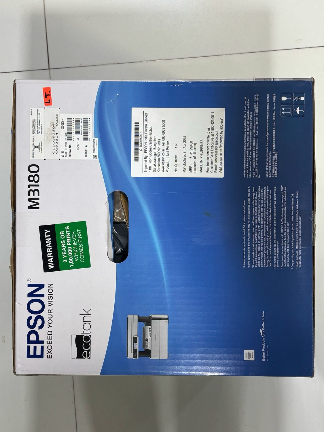 Epson M3180 EcoTank Monochrome All-in-One Printer Epson M3180 EcoTank Monochrome All-in-One Printer