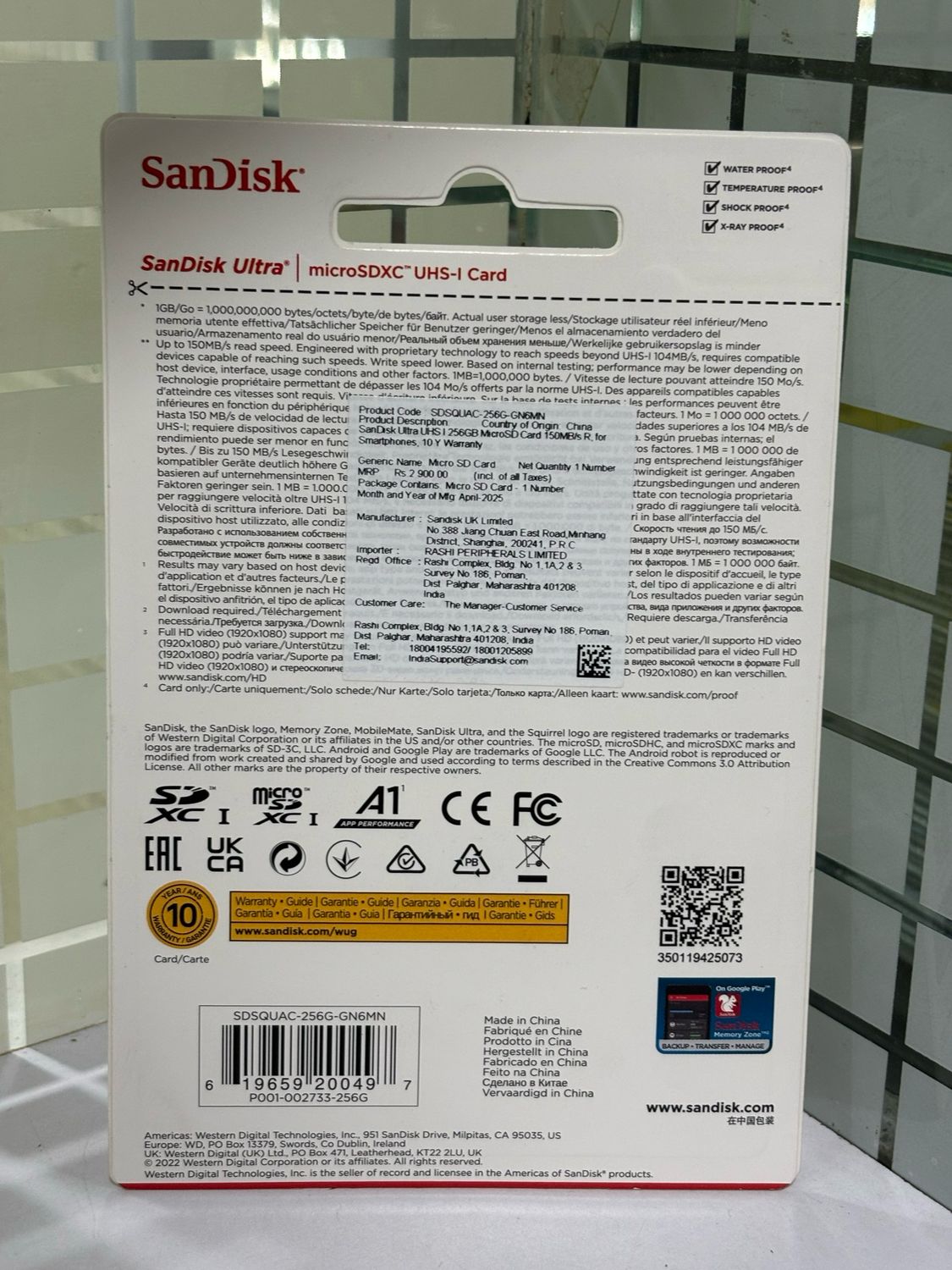 SanDisk 256GB Memory Card, A1, Class 10