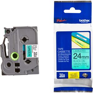 Brother Tze-751 Black on Green 24mm Label Tape Brother Tze-751 Black on Green 24mm Label Tape