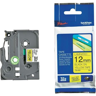 Brother TZe-631 Black on Yellow 12mm Label Tape