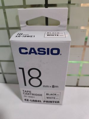 Casio XR-18WE1 Black on White 18mm Label Tape