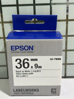 Epson LK-7WBN 36mm Black on White Label Tape Epson LK-7WBN 36mm Black on White Label Tape