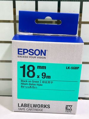 Epson LK-5GBP 18mm Black on Green Tape Epson LK-5GBP 18mm Black on Green Tape