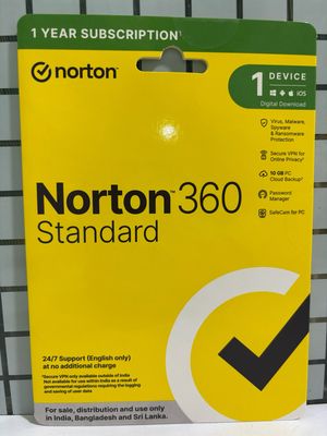 Renewal, 1 User, 1 Year, Norton 360 Standard Total Security