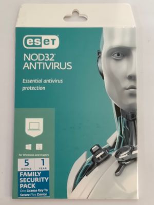 New, 5 User, 1 Year, Eset Antivirus, NOD32, Family Pack