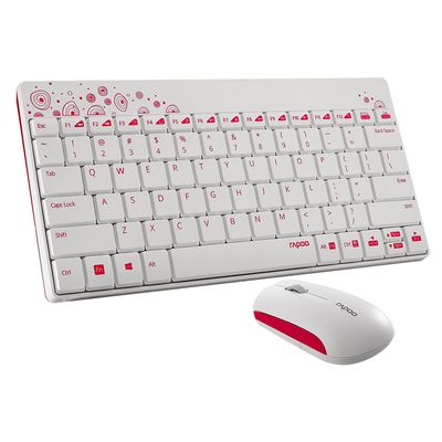 Rapoo 8000 Mini Wireless Keyboard Mouse, White Rapoo 8000 Mini Wireless Keyboard Mouse, White
