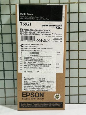 Epson T6921 Ink Cartridge, Photo Black, 110ml Epson T6921 Ink Cartridge, Photo Black, 110ml