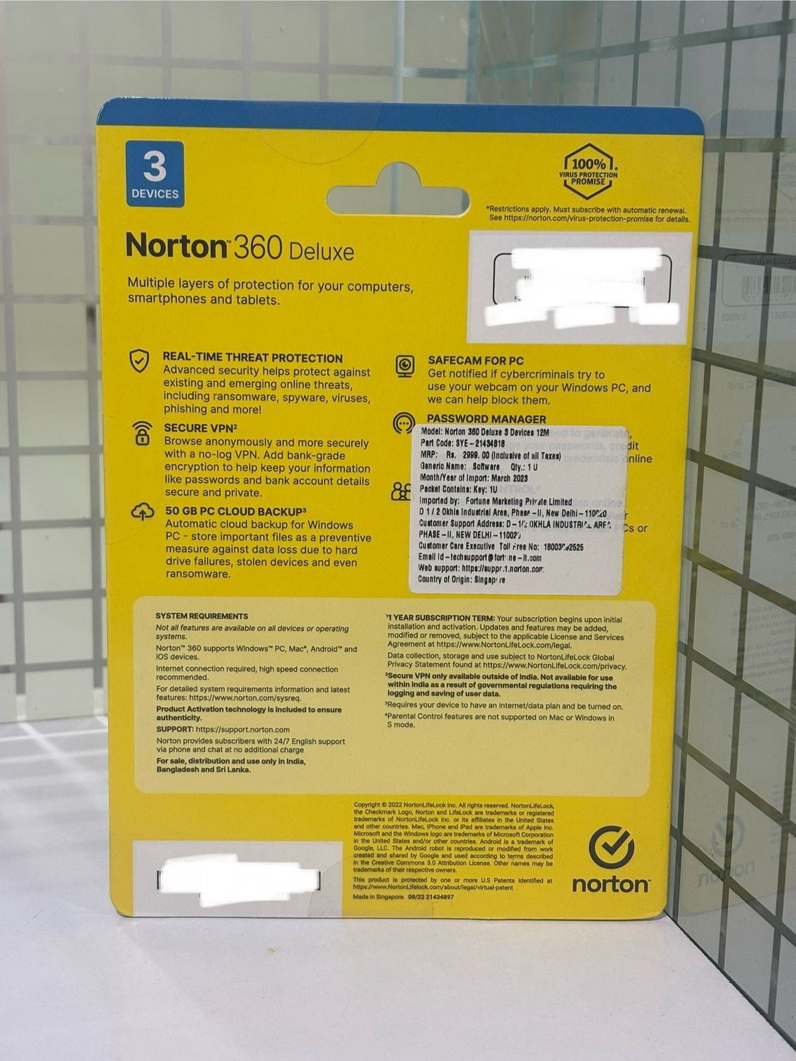 Renewal, 3 User, 1 Year, Norton 360 Deluxe Total Security