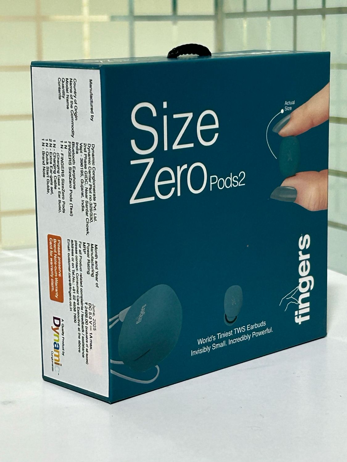 Fingers SizeZero Pods2 TWS Earbuds, Teal