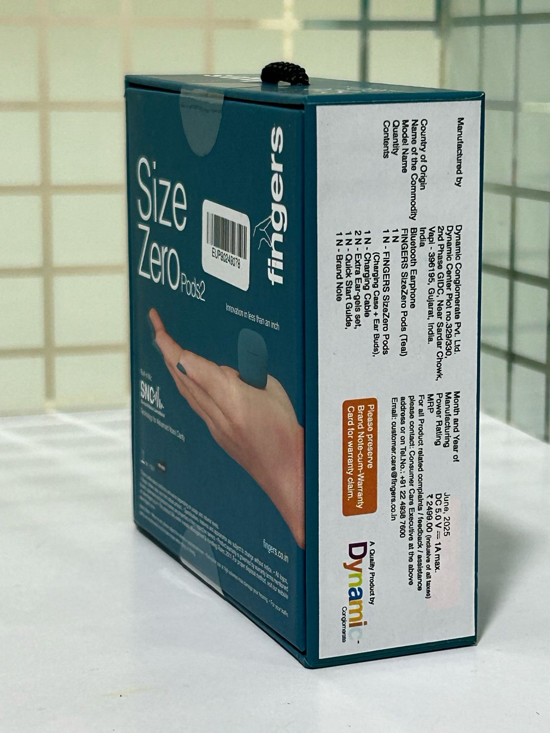 Fingers SizeZero Pods2 TWS Earbuds, Teal