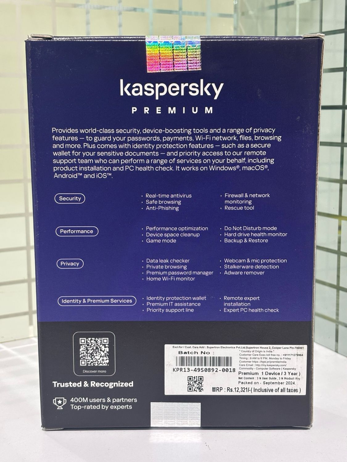 New, 3 User, 1 Year, Kaspersky Premium (total security)