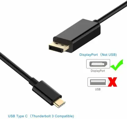 1.8mtr Type C to Displayport Cable