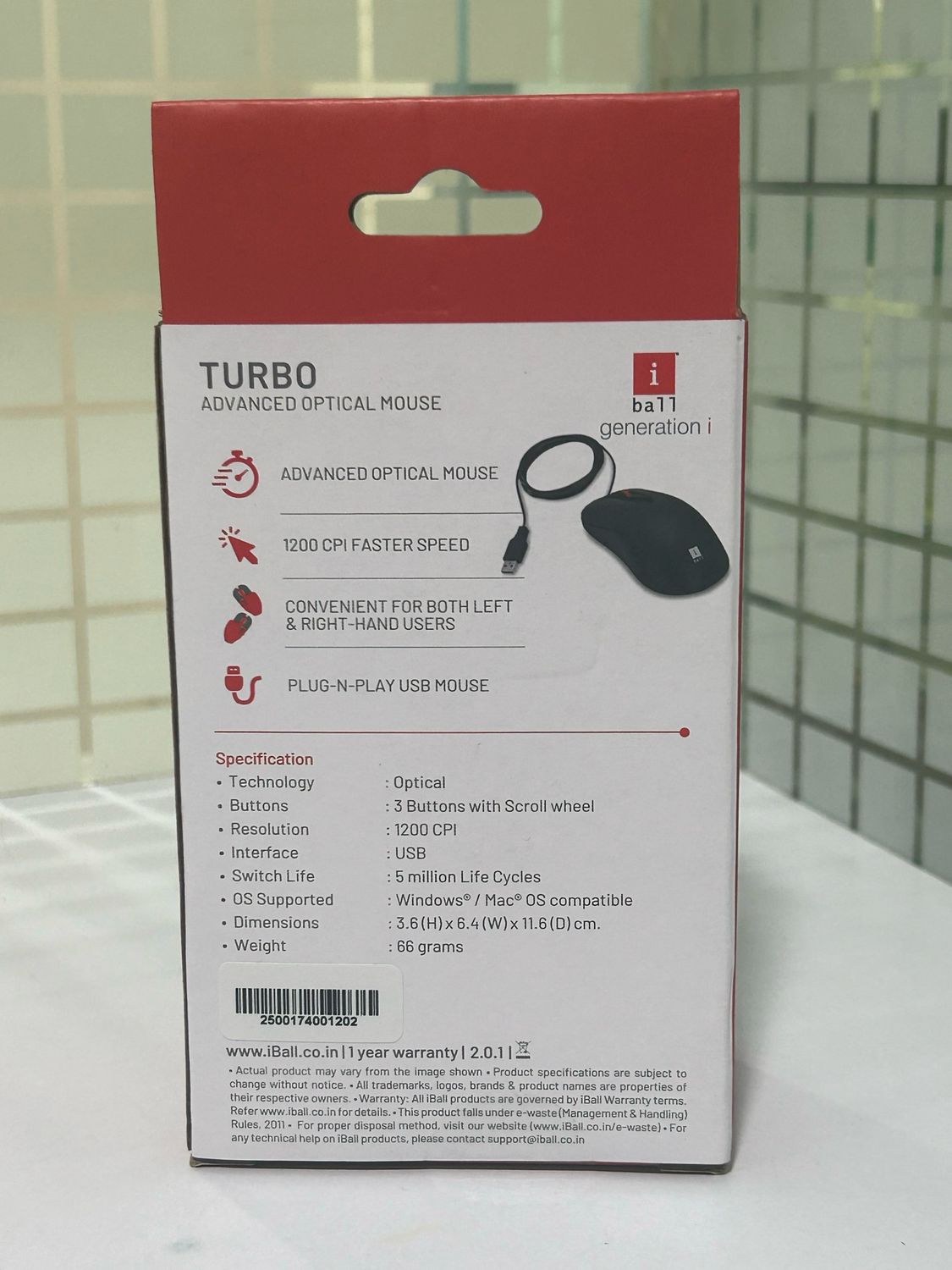 iball Turbo USB Wired Optical Mouse iball Turbo USB Wired Optical Mouse