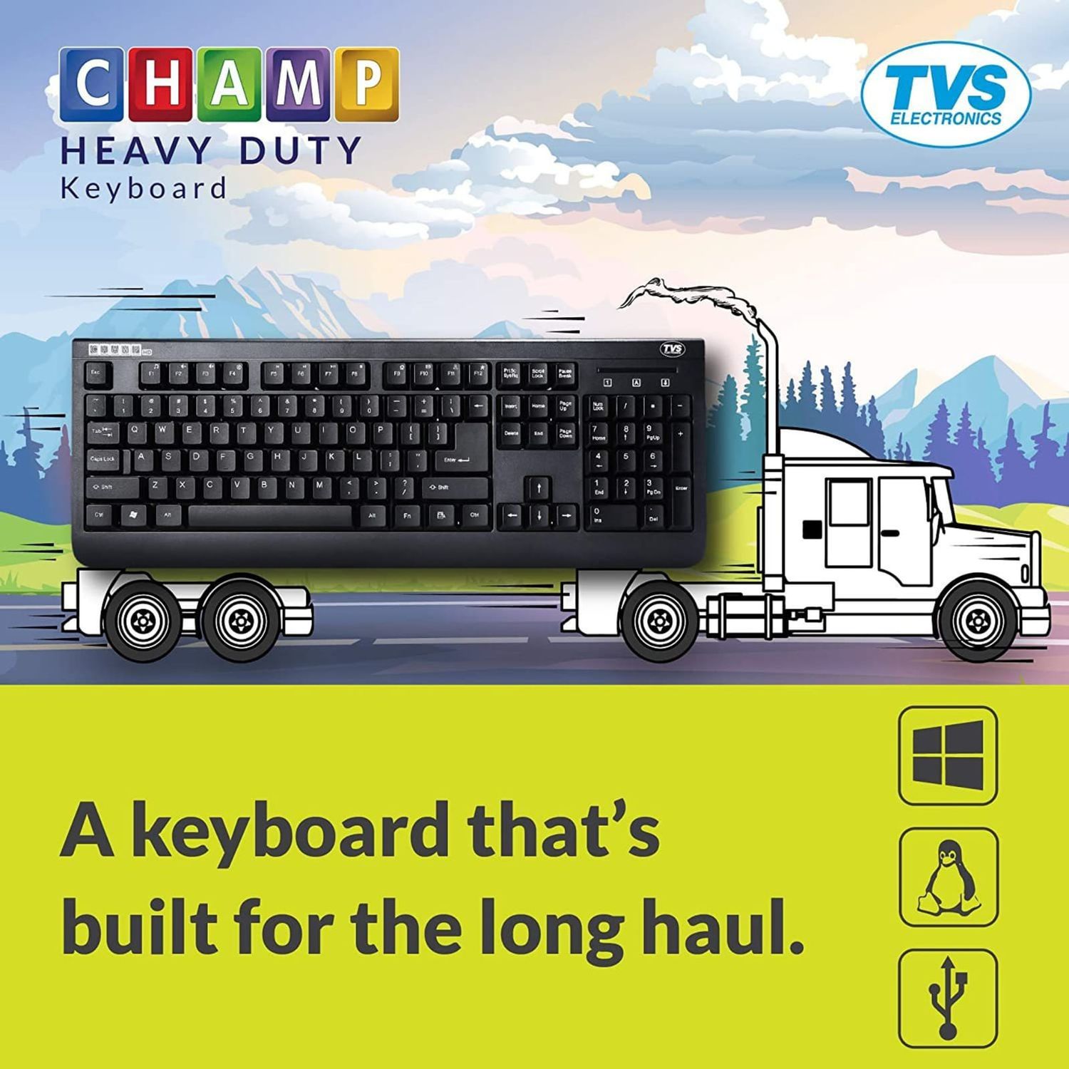 TVS Champ Heavy Duty Membrane Wired Keyboard TVS Champ Heavy Duty Membrane Wired Keyboard