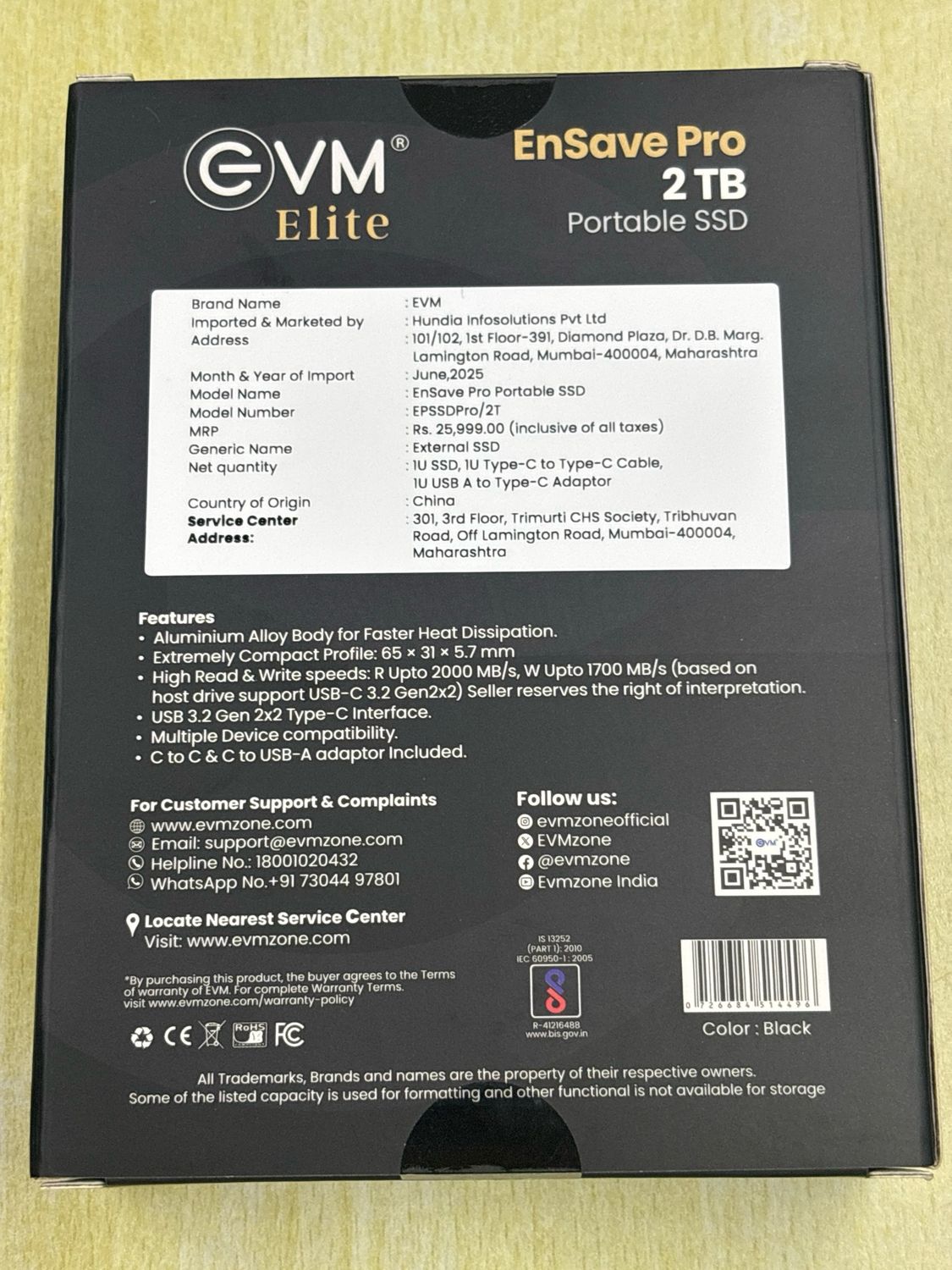 EVM Elite 2TB Portable SSD (2000Mb/s Read Speed) EVM Elite 2TB Portable SSD (2000Mb/s Read Speed)