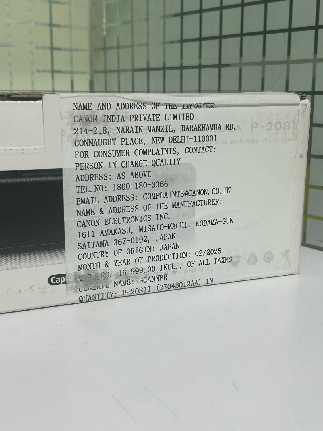 Canon P208II Portable Document Scanner Canon P208II Portable Document Scanner