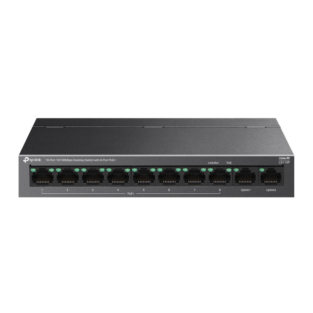TP-Link LS110P 10-Port 10/100Mbps Desktop Switch with 8-Port PoE+