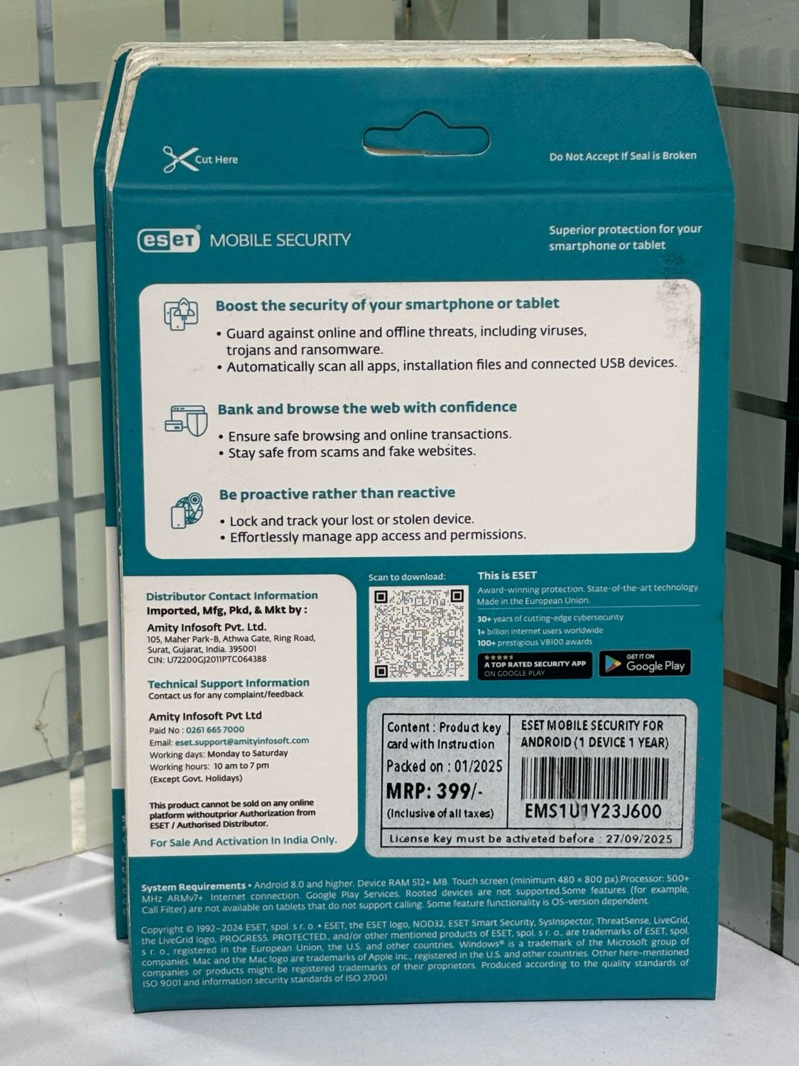 1 Device, 1 Year, Eset Mobile Security, For Android