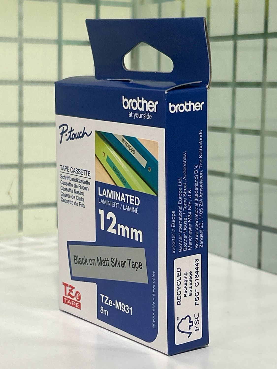 Brother Tze-M931 Black on silver, Matt, 12mm Label Tape Brother Tze-M931 Black on silver, Matt, 12mm Label Tape