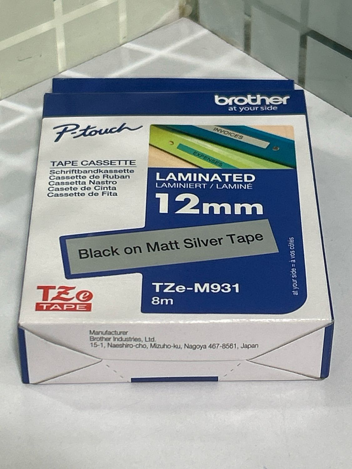 Brother Tze-M931 Black on silver, Matt, 12mm Label Tape Brother Tze-M931 Black on silver, Matt, 12mm Label Tape