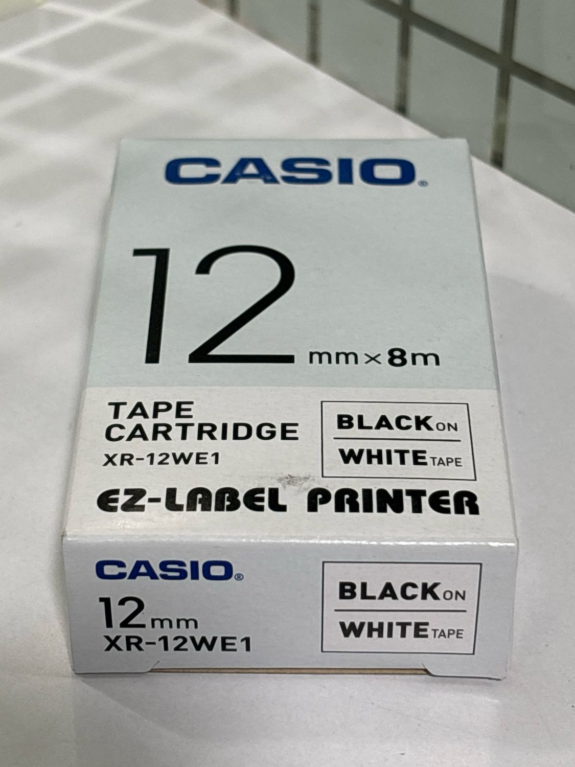 Casio XR-12WE1 Black on White 12mm Label Tape
