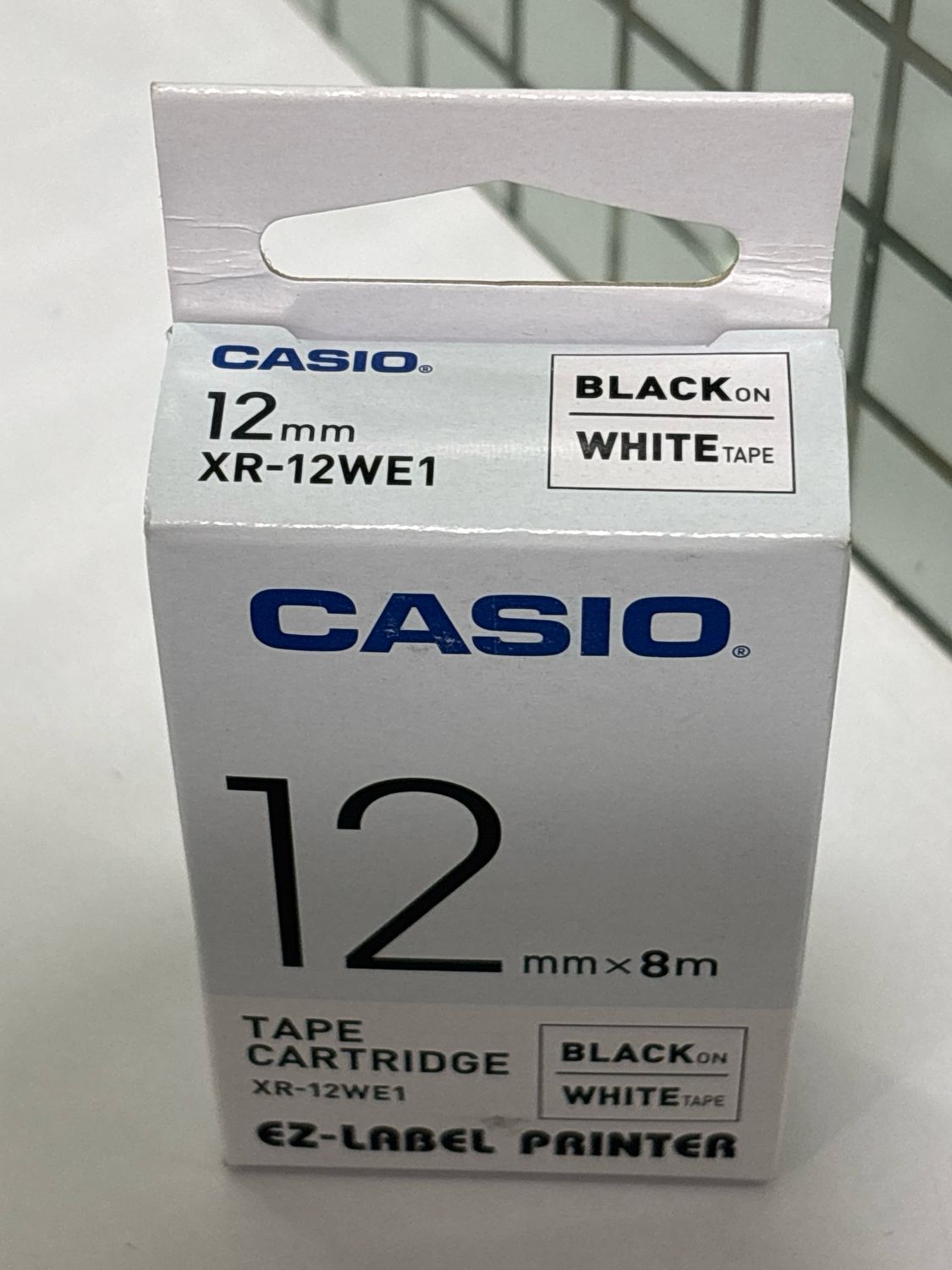 Casio XR-12WE1 Black on White 12mm Label Tape