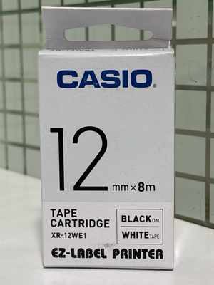 Casio XR-12WE1 Black on White 12mm Label Tape