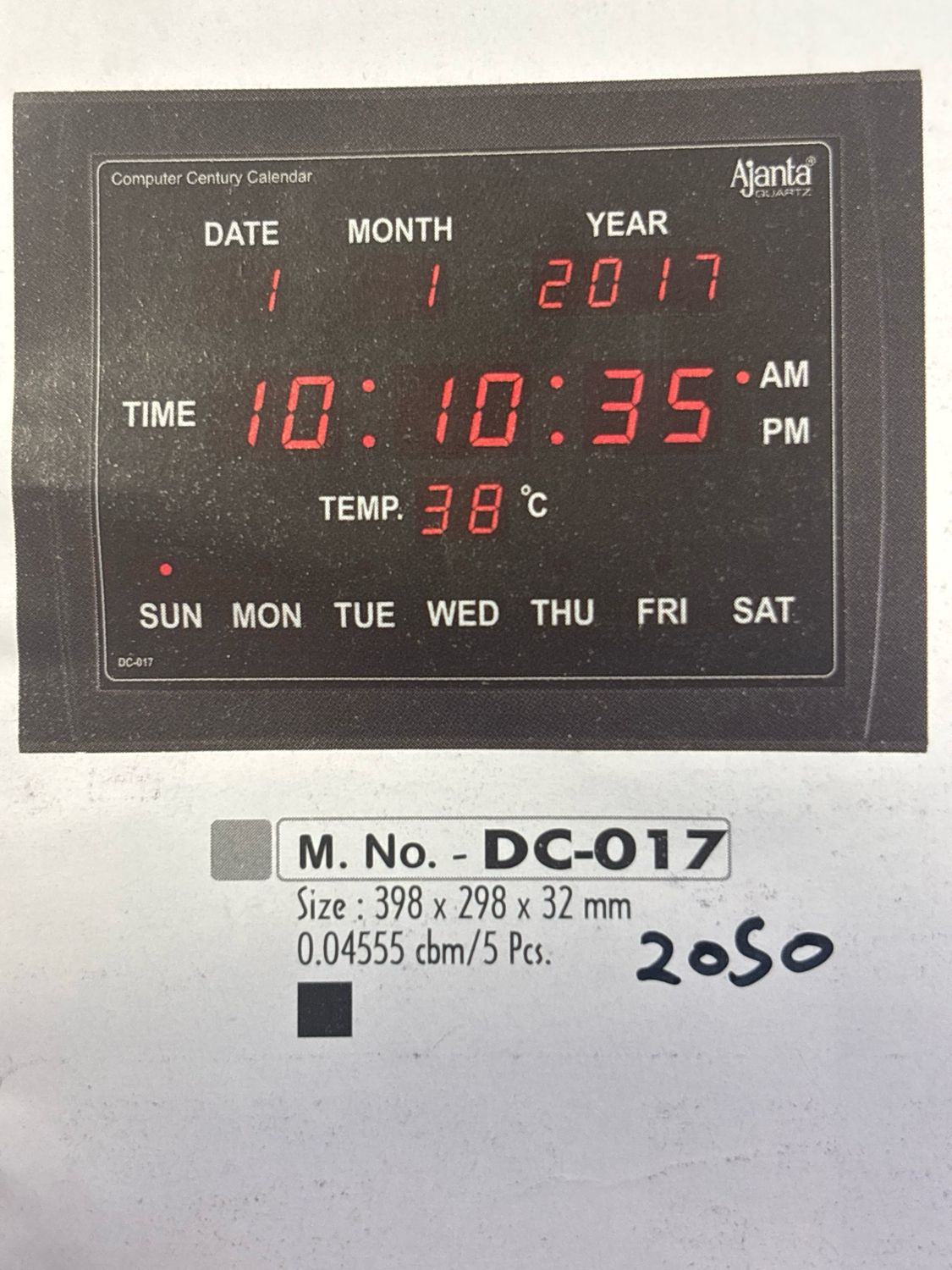 Ajanta DC-017 Digital Clock With Temperature