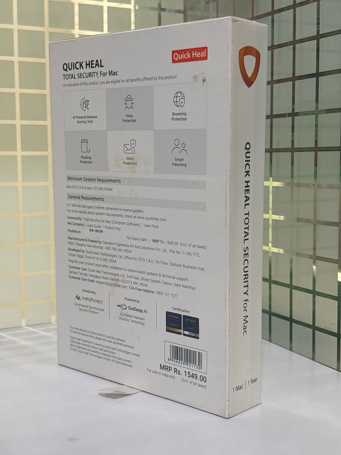 New, 1 User, 1 Year, Quick Heal Mac Book Security