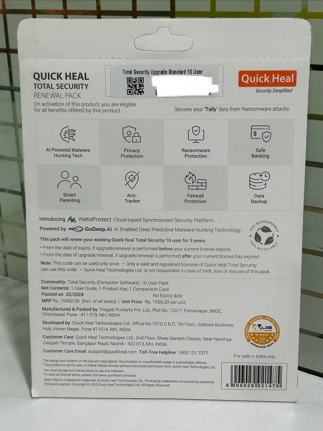 Renewal, 10 User, 3 Year, Quick Heal Total Security