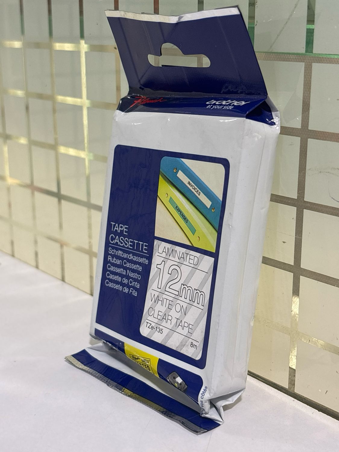 Brother Tze-135 White on Clear 12mm Label Tape