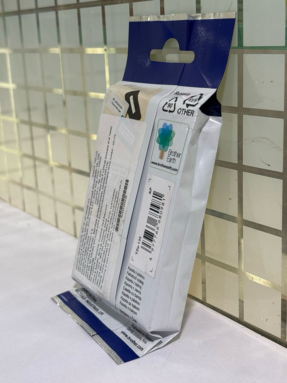 Brother Tze-135 White on Clear 12mm Label Tape