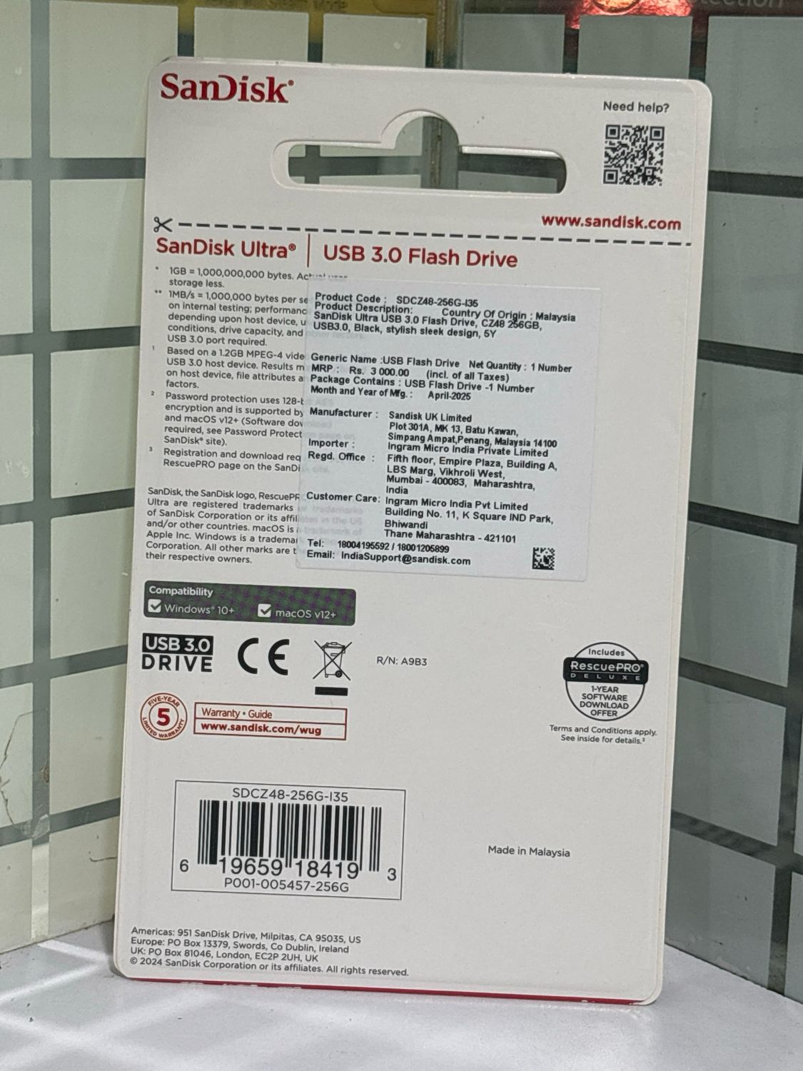 SanDisk Ultra 256GB USB 3.0 Pen Drive ,CZ48