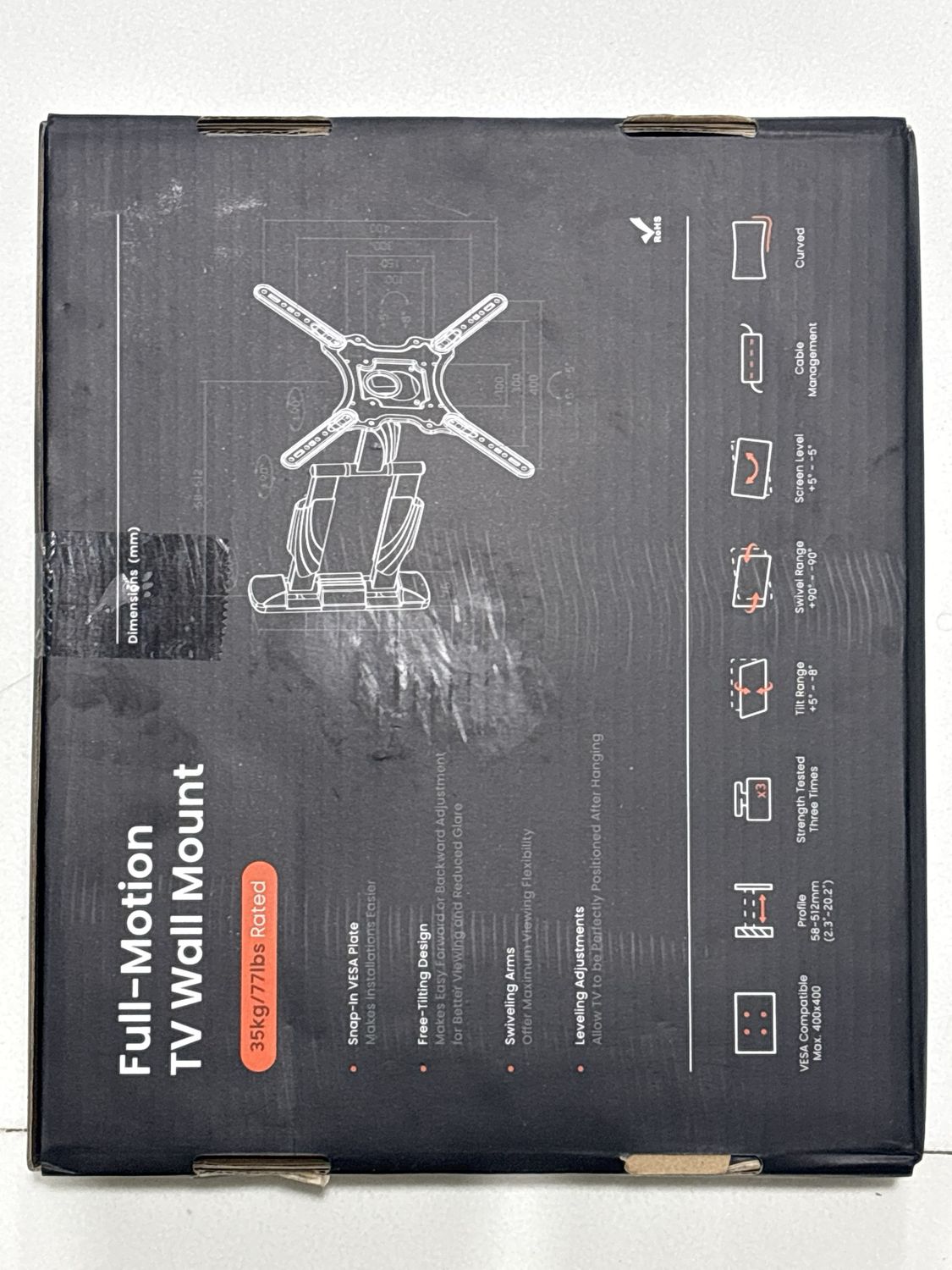 Lumi Pro Full Motion TV Wall Mount, KMA28-443, 23inch to 55inch, Lumi Pro Full Motion TV Wall Mount, KMA28-443, 23inch to 55inch,