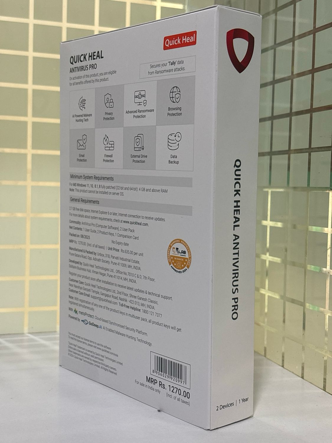 New, 2 User, 1 Year, Quick Heal Antivirus Pro