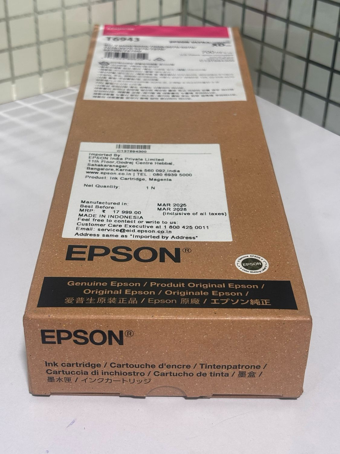 Epson T6943 Ink Cartridge, Magenta, 700ml Epson T6943 Ink Cartridge, Magenta, 700ml