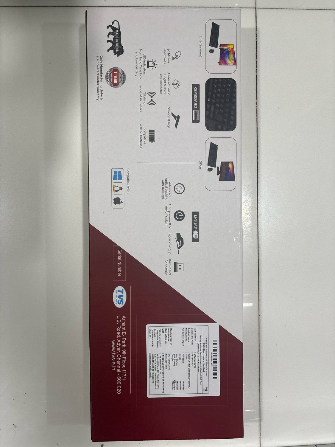 TVS Platina Mechanical Wireless Keyboard Mouse TVS Platina Mechanical Wireless Keyboard Mouse