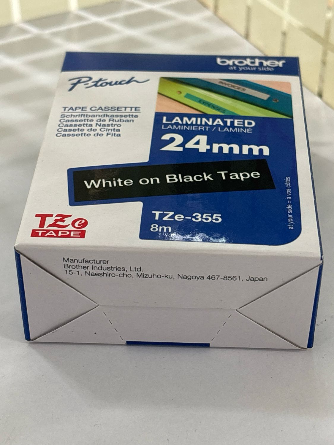 Brother Tze-355 White on Black 24mm Label Tape Brother Tze-355 White on Black 24mm Label Tape