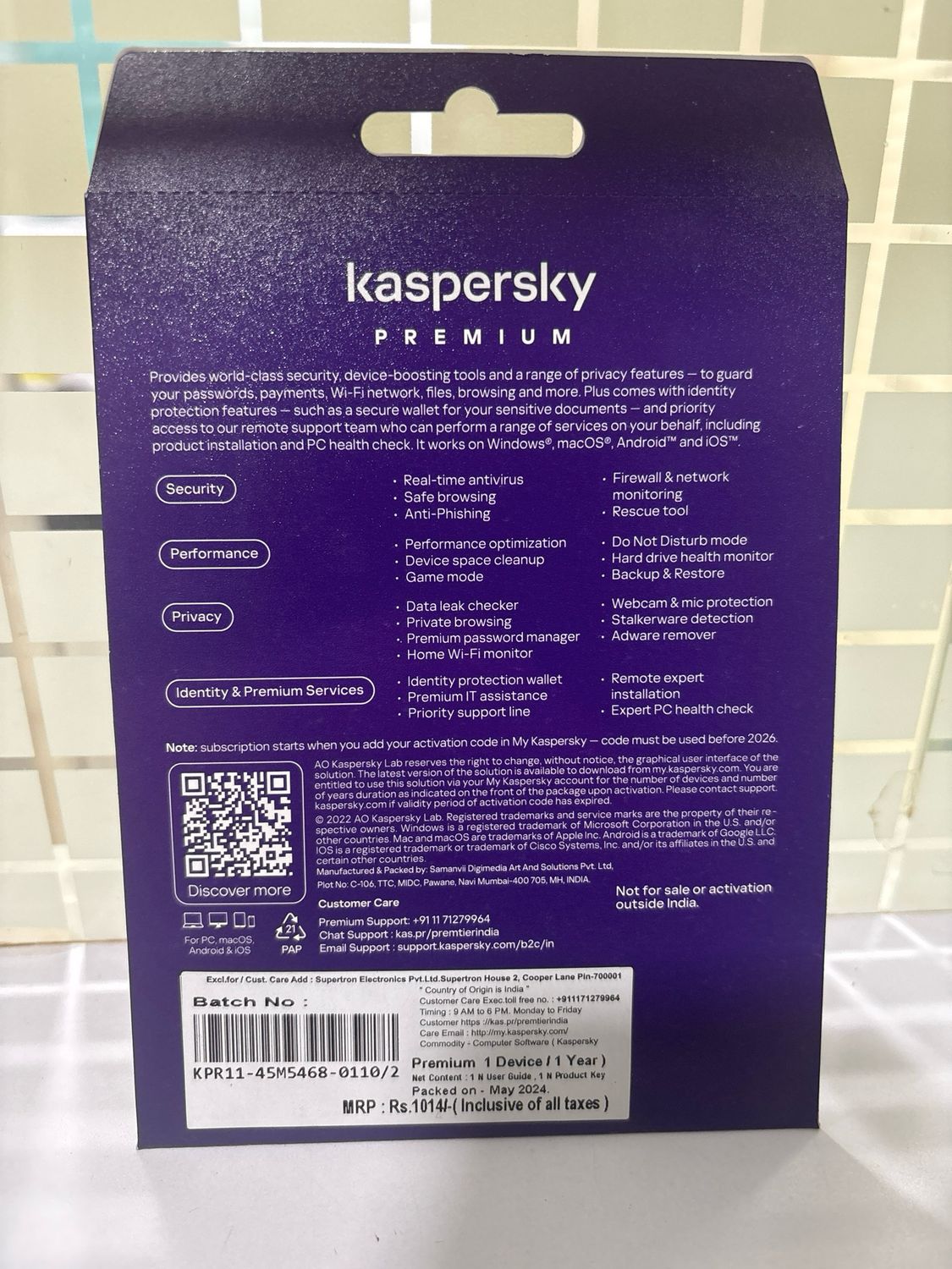 New, 1 User, 1 Year, Kaspersky Premium (total security)
