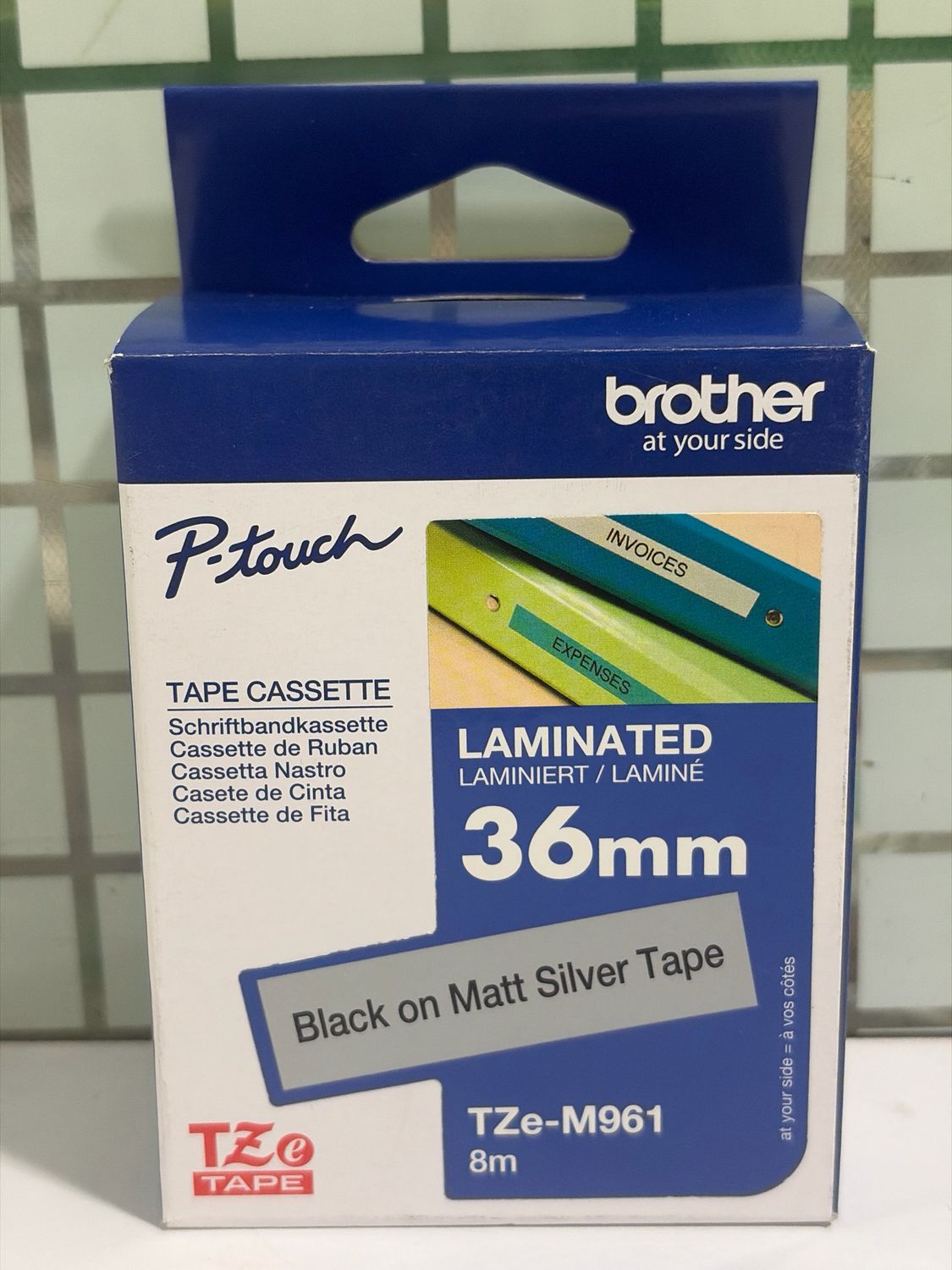 Brother Tze-M961 Black on Silver, Matt, 36mm Label Tape